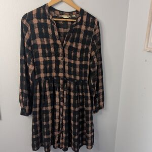 11.1.Tylho Anthropologie Plaid Dress | Black & Mauve | L